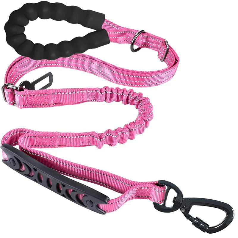 Reflective Shock Absorbing Pet Leashes with Car Seatbelt，Medium and Large Dog Tactical Safety Leash，Explosion-proof Dog Leash