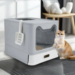 Enclosed Stainless Steel Cat Litter Box with Lid Scoop Large Litter Box Covered Top Entry Litter Pan High Sided Easy Cleaning shimendi Sécurité et Confort pour Chien chat| Shimendi