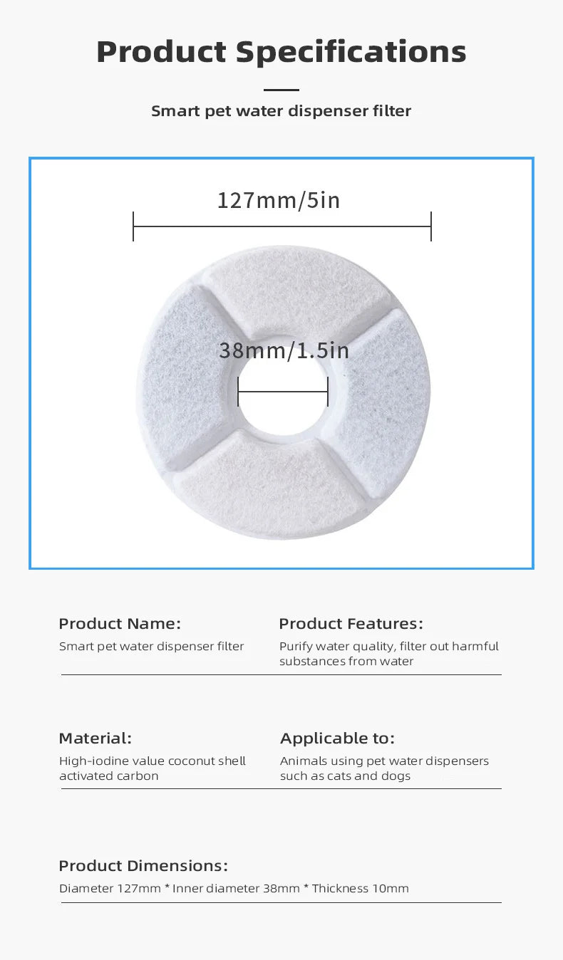 Cat Water Fountai Little Flower Water Fountain Filter Cartridge, Original Fit, Deep Purification for Pet's Healthy Water Intake