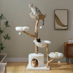 Large Cat Tree Tower with Sisal Scratching Post Wicker Basket Bed Flower Cat Condo Indoor Modern Cat Furniture Cat Accessories - shimendi