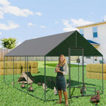Heavy Duty Upgrade Outdoor Chicken Coop Large Metal Chicken Run Walkin Poultry Habitat Chicken Poultry Cage w/ Waterproof Cover - shimendi