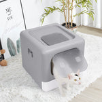 Cat Litter Box with Scoop and Tray Sifting Enclosed Foldable Kitten Toilet Detachable Poop Top Front Entry Pet Supplies - shimendi