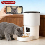 Raymax 4L WIFI Button Automatic Cat Feeder Intelligent Cat and Dog Pet Feeder Smart Pet Cat Food Dispenser Pet Feeder(No 5V 1A) - shimendi