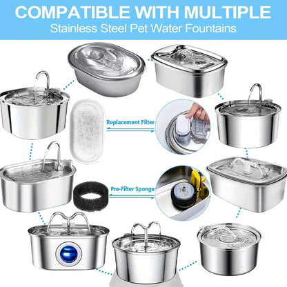 12/15PCS Cat Water Fountain Activated Carbon Sponge Filters for Stainless Steel Water Dispenser Pet Healthy Water Care Accessory