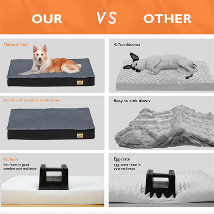 Large Orthopaedic Dog Bed Waterproof Cushion Pet Mattress 2 In 1 Pet Dog Crate Bed with Removable Washable Cover Indoor Outdoor