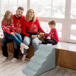 Dog Ramp Step Stairs 5 Steps Pet Stairs for High Beds and Sofa High-Density Sponge Foam Dog Steps with Removable Washable Cover - shimendi