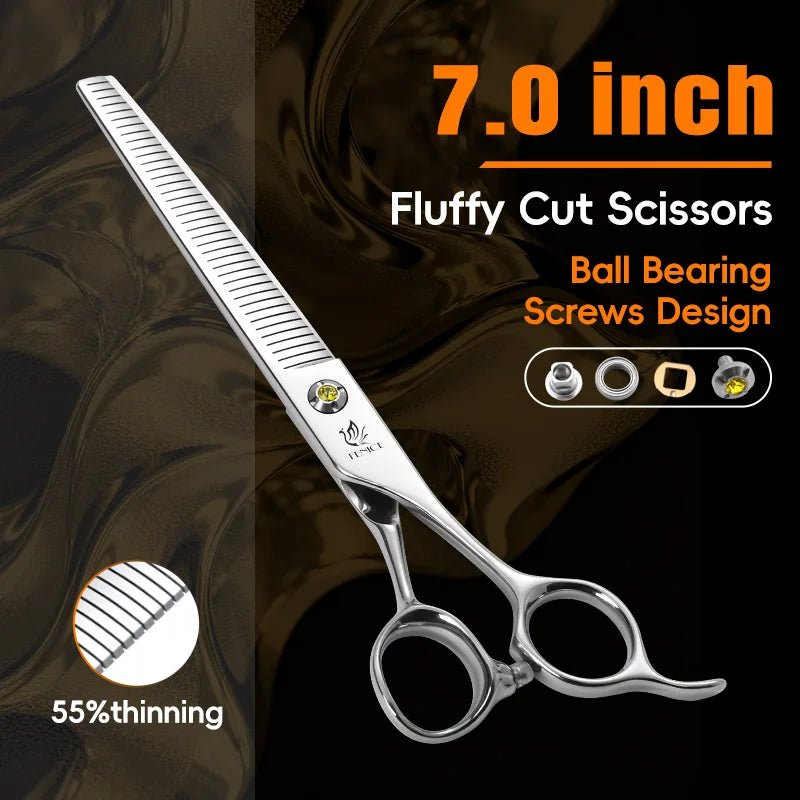 Fenice High-grade JP440C Alloy Steel 7.0/7.5 inch Pet Grooming Scissors Dog Hair Cutting Shears Tool for Pet Groomer Beautician