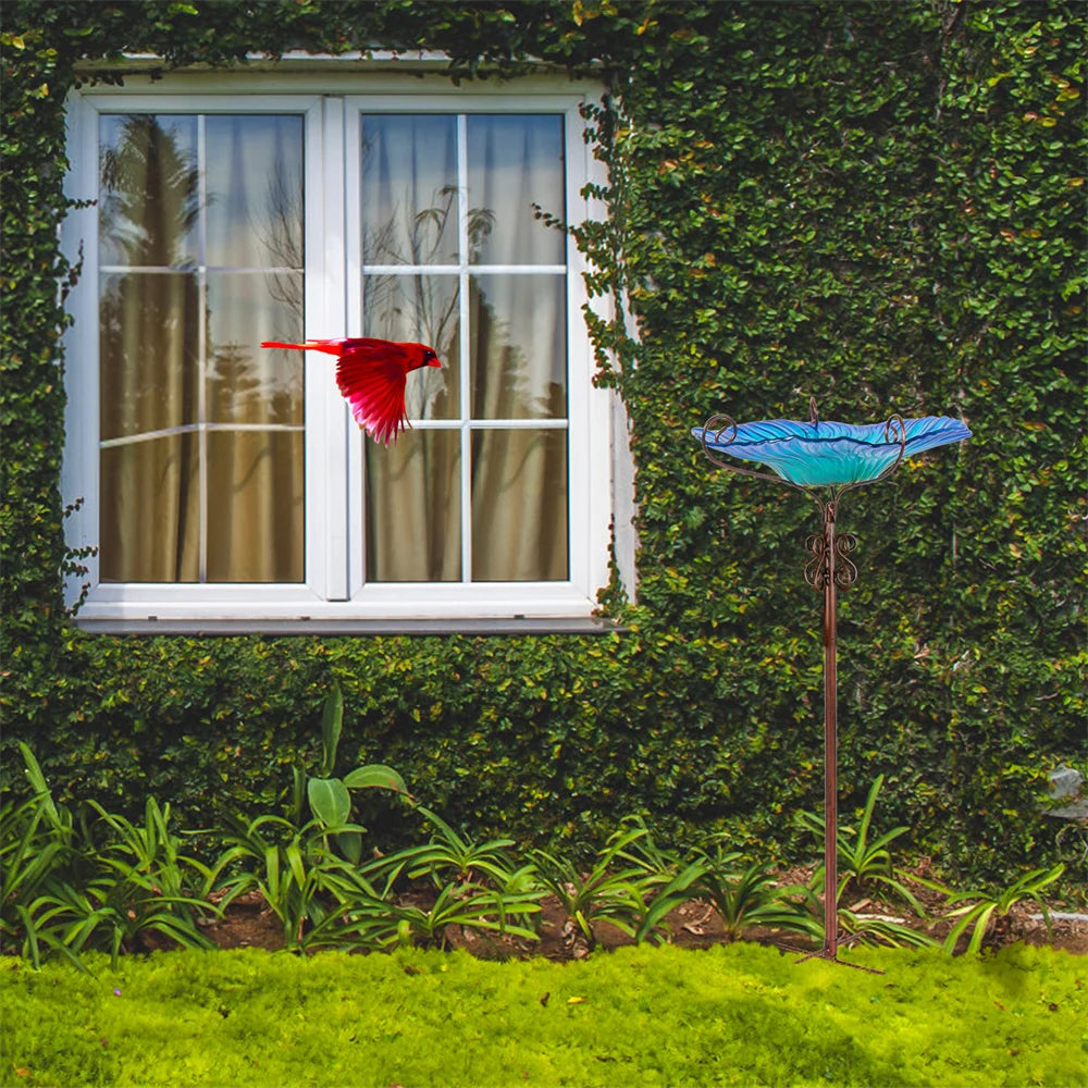 Large Outdoor Glass Bird Bath Garden Feeding Bowls Water Bath Spa Table Balcony