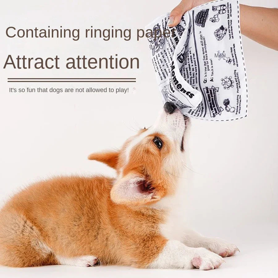 1 Piece Pet Sniffing Black and White Ringing Paper Toy Cat and Dog Interactive Bite-Resistant Newspaper Sound Toy Self-Pleasure and Boredom Relief Artifact