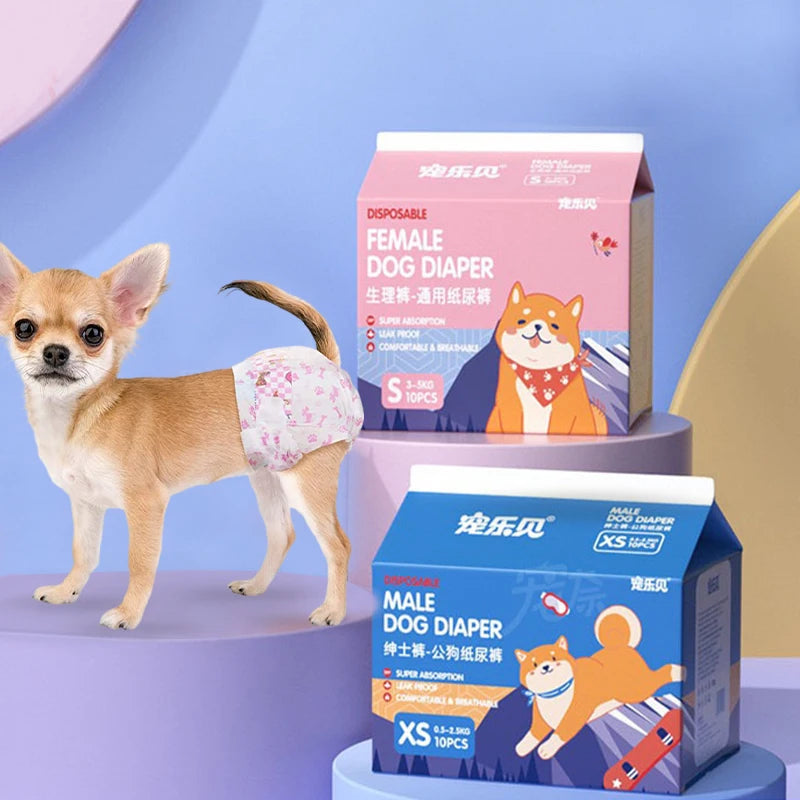 10Pcs Dog Diapers Males Females Disposable Nappies Pants Physiological Underwear Adjustable Leakproof Breathable Safety Pants shimendi Sécurité et Confort pour Chien chat| Shimendi