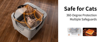 F6 Self-Cleaning Litter Box - Open-Top Automatic Cat Litter Box with Odor Control, Safety Features, and Easy Maintenance