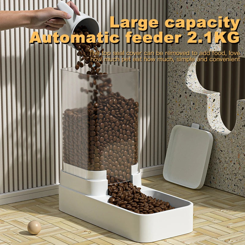 Automatic Cat Feeder & Water Dispenser with Gravity Food Storage Container for Cats and Dogs