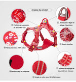 Truelove Pet Harness Floral No Pull Cotton Fabric Breathable and Reflective Soft Cats Dogs Small Medium Walking Running TLH5655 - shimendi