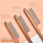 Cat Comb Cat Accessories Stainless Steel Pet Hair Remover Wooden Handle Solid Cat Hair Comb Pet Grooming Dog Brush Cleaning Tool - shimendi