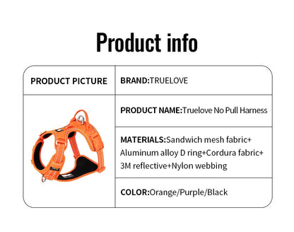 TRUE LOVE Pet Harness No Pull Nylon Reflective Dog Harness Adjustable Comfortable Control Step-in Brilliant Truelove TLH5654