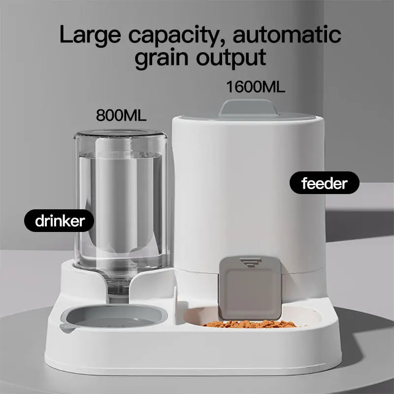 1-Pack Automatic Gravity-Fed Cat Water Dispenser & Feeder - Spill-Proof Large Capacity One-Piece Design,