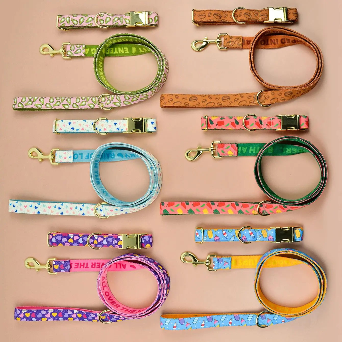 Luxury Brand Summer Colorful Season Adjutable Dog Collar And Leash Set For Small Medium Large Dogs