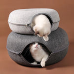 Felt Donut Bed for Cats House With Breather Hole Dog Bed Interactive Play Toys for Cats to Hide 2 in 1 Tunnel for Cats Bed shimendi Sécurité et Confort pour Chien chat| Shimendi
