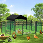 Heavy Duty XXL Chicken Run Coop Cage Walk In Coop Poultry Hen Rabbit Metal Kennel Hutch Pen with Waterproof UV Cover Outdoor - shimendi
