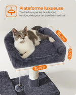 Feandrea Cat Tree, 143 cm Cat Tower for Indoor Cats, Multi-Level Plush Cat Condo with 4 Scratching Posts, 2 Perches, Cave shimendi Sécurité et Confort pour Chien chat| Shimendi