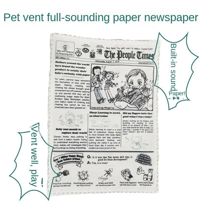1 Piece Pet Sniffing Black and White Ringing Paper Toy Cat and Dog Interactive Bite-Resistant Newspaper Sound Toy Self-Pleasure and Boredom Relief Artifact