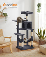 Feandrea Cat Tree, 143 cm Cat Tower for Indoor Cats, Multi-Level Plush Cat Condo with 4 Scratching Posts, 2 Perches, Cave shimendi Sécurité et Confort pour Chien chat| Shimendi