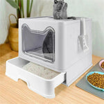Easy Cleaning Cat Litter Box Large Cat Pan Drawer Anti-Splashing Cat Potty Toilet Tray with Scoop shimendi Sécurité et Confort pour Chien chat| Shimendi