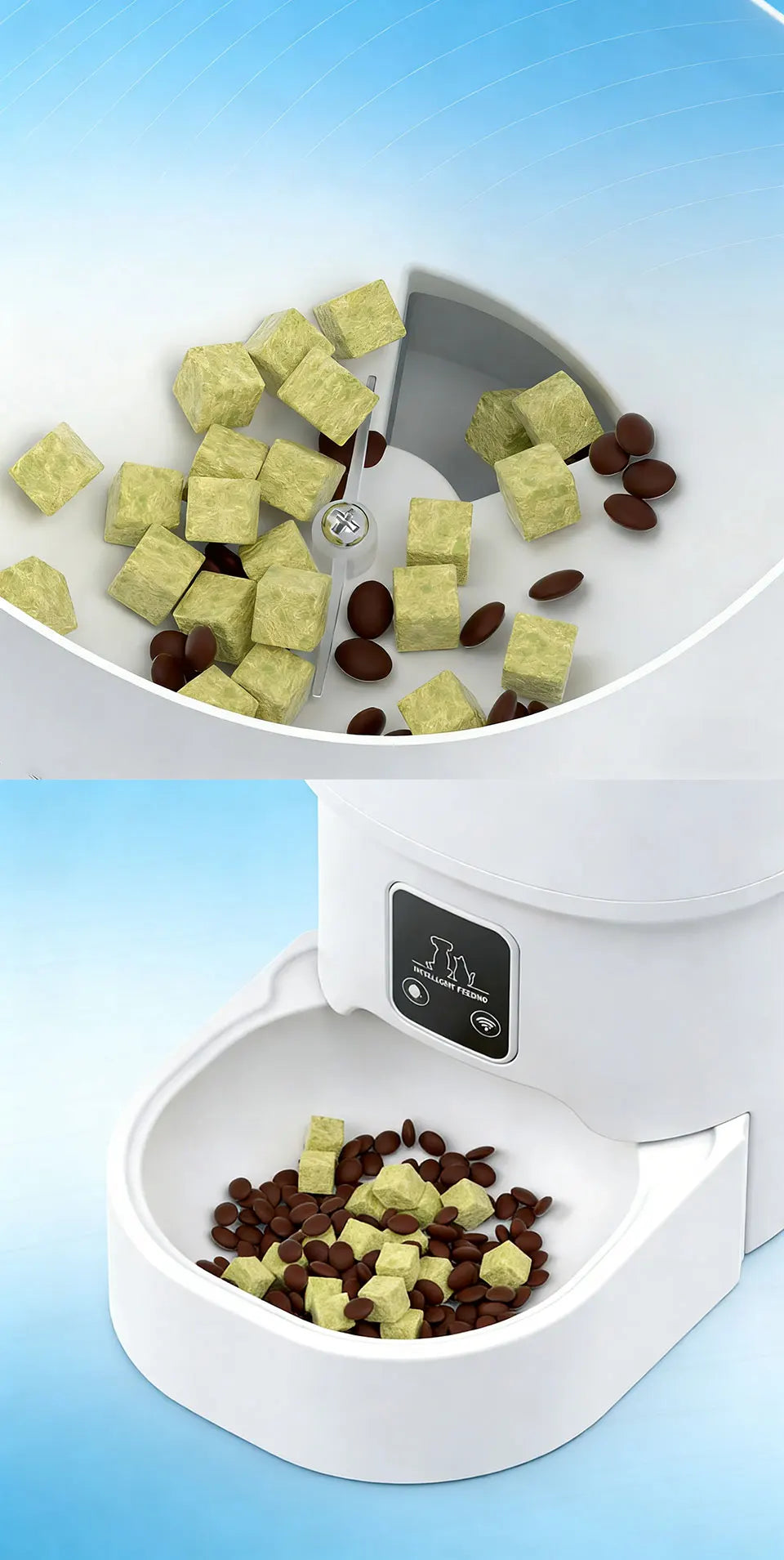 Raymax 4L WIFI Button Automatic Cat Feeder Intelligent Cat and Dog Pet Feeder Smart Pet Cat Food Dispenser Pet Feeder(No 5V 1A)