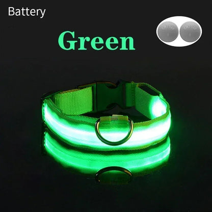 USB Charging LED Dog Collar Anti-lost Safety Night Light Luminous Dogs Necklace Adjustable Nylon Pet Glowing Collars Supplies