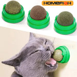 Natural Catnip Cat Wall Stick-on Ball Toy Scratchers Treats Healthy Natural Removes Balls to Promote Digestion Cat Grass Snack - shimendi