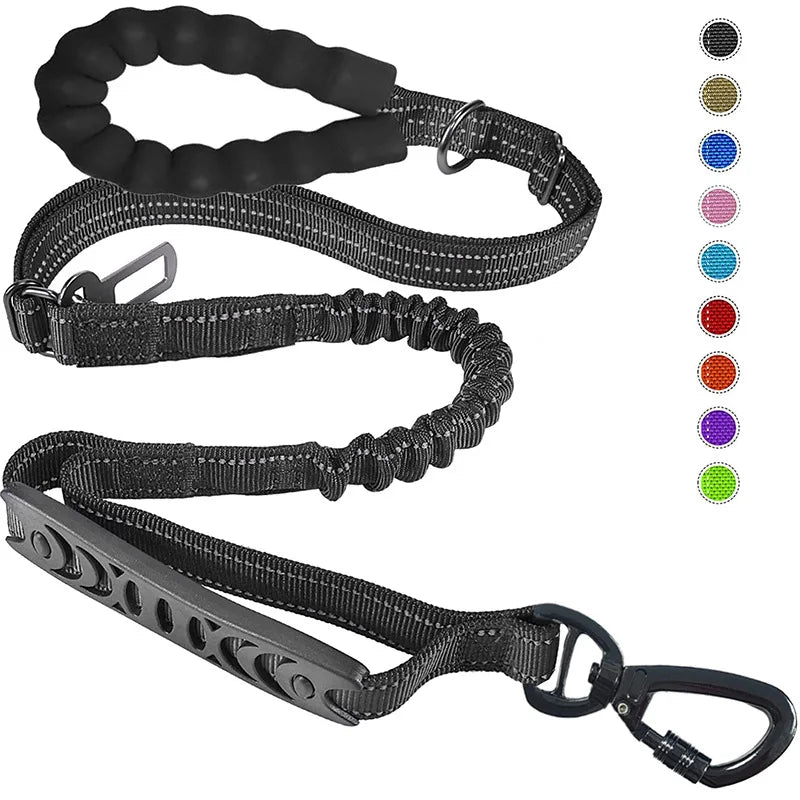 Reflective Shock Absorbing Pet Leashes with Car Seatbelt，Medium and Large Dog Tactical Safety Leash，Explosion-proof Dog Leash - shimendi