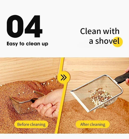 Cat Litter Scoop Fine Hole Stainless Steel Small Hole Cat Poop Shovel Tool Metal Dog Scoop Cleaning Brush AntiRust Litter Shovel
