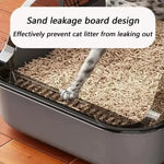 Semi-Enclosed Cat Litter Box Splashproof Kitten Toilet Tray Pet Cleaning Basin with High Sides for Indoor Use - shimendi
