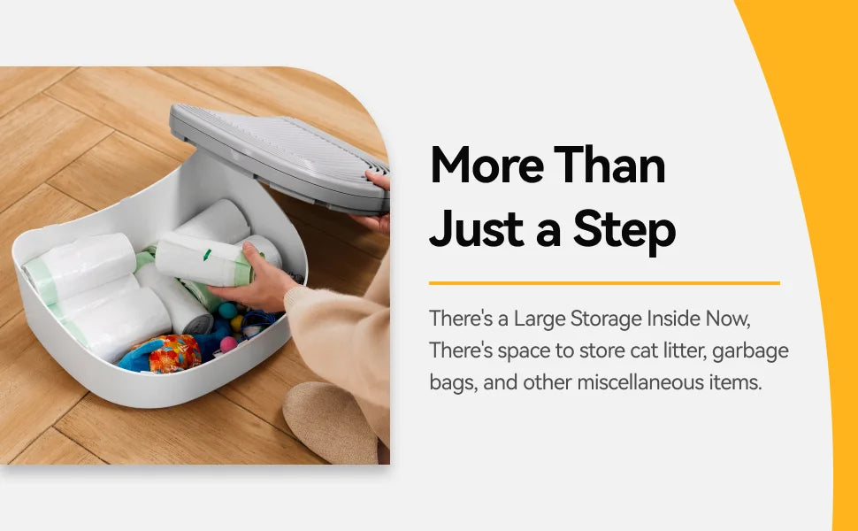 3-in-1 Cat Stepper for Self-Cleaning Litter Box, Trapping Litter & Storage Tray with Non-Slip Ramp for furoomate