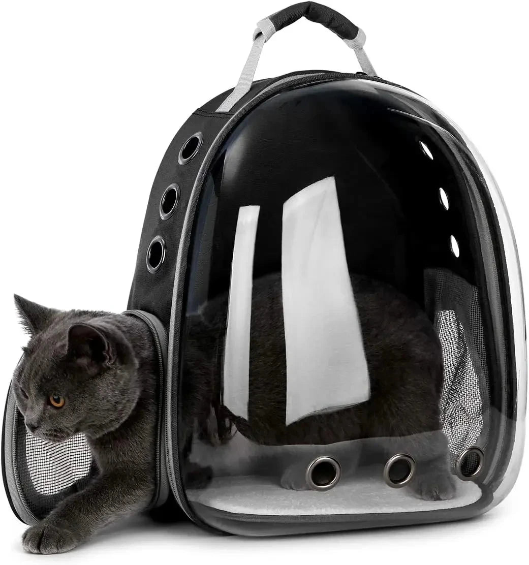 Cat Pet Carrier Backpack - Transparent Capsule Bubble Design, Breathable for Small Animals (Puppy/Kitty/Bird), Ideal for Travel