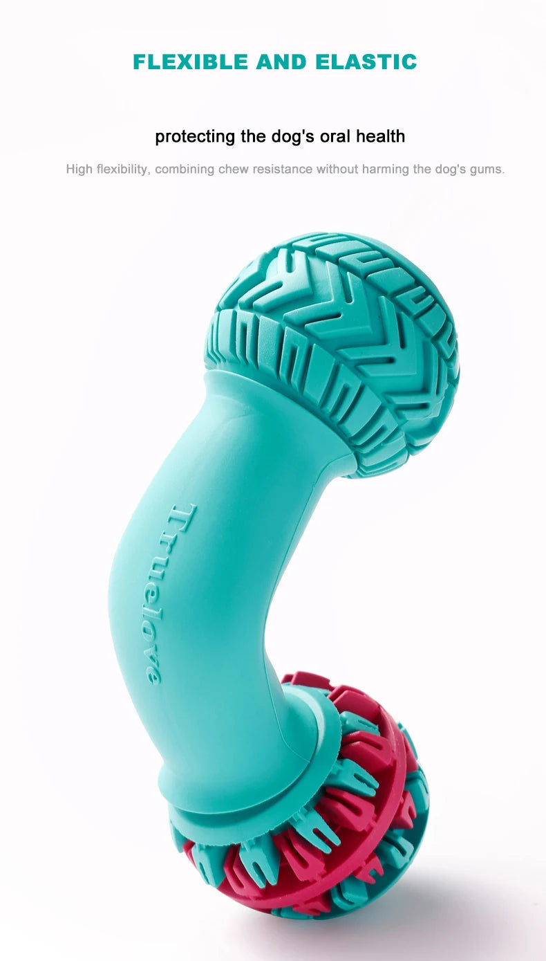 Truelove Pet Super Durable Leak-proof Treat Dispenser Dog Toy Dumbbell Slow Feeder IQ Training Playing Teething Dog TLT2606