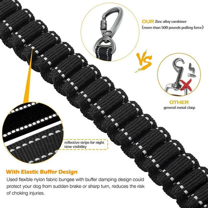 Reflective Shock Absorbing Pet Leashes with Car Seatbelt，Medium and Large Dog Tactical Safety Leash，Explosion-proof Dog Leash