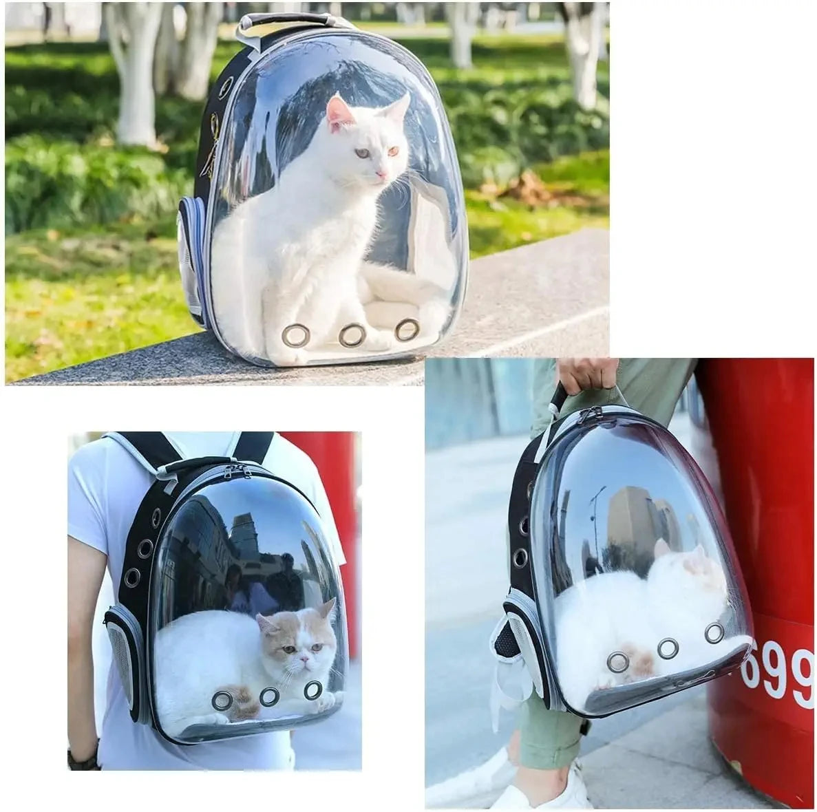 Cat Pet Carrier Backpack - Transparent Capsule Bubble Design, Breathable for Small Animals (Puppy/Kitty/Bird), Ideal for Travel