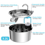 Stainless Steel Pet Water Feeder Cat Automatic Water Fountain USB Electric Mute for Cat Dog Filter Fountain Smart Drinking Bowl - shimendi