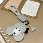 Cute Poodle Leather Keychain Couples Rhinestone Charm Car Key Ring Luxury Bag Pendant Birthday Gift  for Women Daily Accessory shimendi Sécurité et Confort pour Chien chat| Shimendi