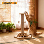 Pet Cat Toy Solid Wood Cat Turntable Funny Cat Stick Balls Durable Sisal Scratching Board Cat Supplies Cat Grab Column - shimendi