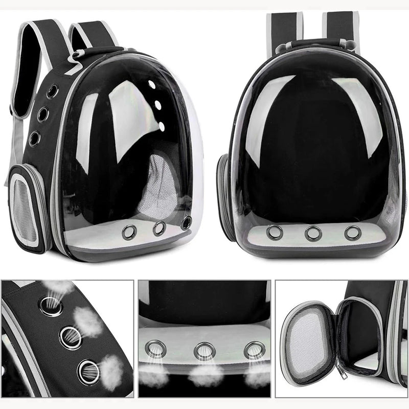 Cat Pet Carrier Backpack - Transparent Capsule Bubble Design, Breathable for Small Animals (Puppy/Kitty/Bird), Ideal for Travel - shimendi