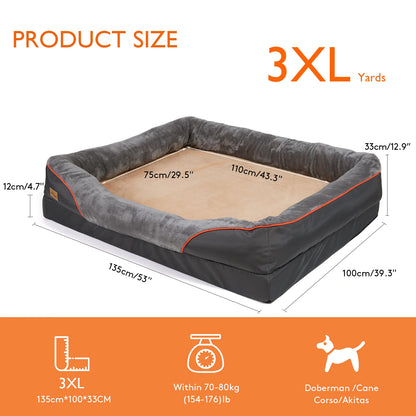 Jumbo Large Orthopedic Dog Bed Memory Foam Quilted Bolstered Pet Sofa Couch Elevated Cushion Warm Waterproof Mattress