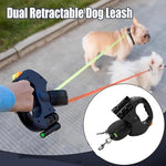 Double Ended Leash, Double Dog Leash for Two Dogs with Tangle-Free Swivel, Dog Leashs with LED Flashlight for Small & Large Dog - shimendi