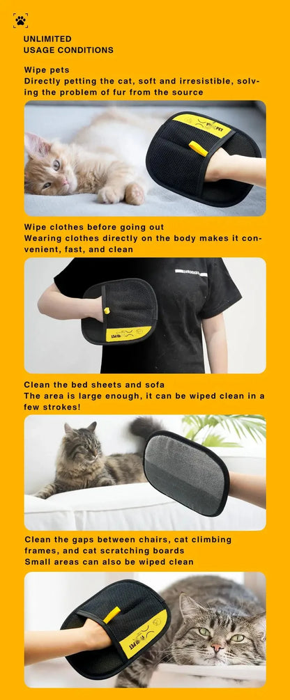 Animal hair glove Electrostatic gloves Two-way brush pet hair removal glove for cats dogs clothes furniture  electrostatic