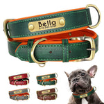 Customized PU Leather Nameplate Dog Collar Soft Padded Dogs Collars Free Engraving Name for Small Medium Large Dogs Adjustable - shimendi
