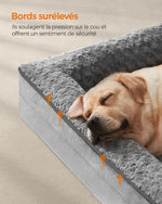 Dog Bed, Orthopedic Pet Bed, Foam, Padded Raised Edges, Removable Plush Fabric Cover with Rose Pattern, 122 x 89 x 18 cm - shimendi