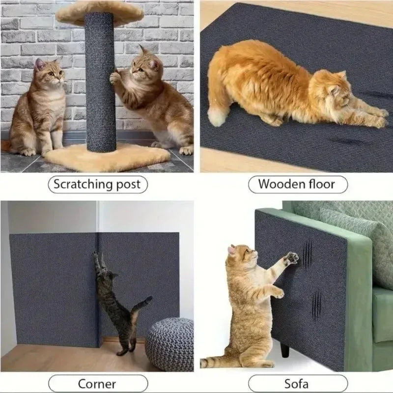 60x200cm Self-adhesive Cat Scratcher Sofa Protector Cats Scratcher Pad Board Protection Trimmable Carpet DIY Cat Scratch Mat