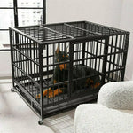 L XL XXL Heavy Duty Dog Crate with 4 Lockable Wheels - shimendi