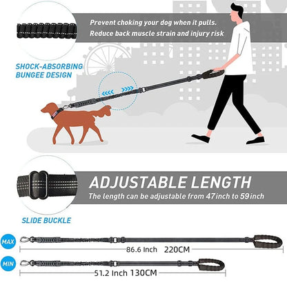 Reflective Shock Absorbing Pet Leashes with Car Seatbelt，Medium and Large Dog Tactical Safety Leash，Explosion-proof Dog Leash